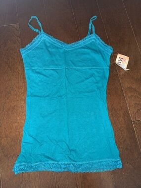 Mudd Teal Lace-Trim Cami Tank Top